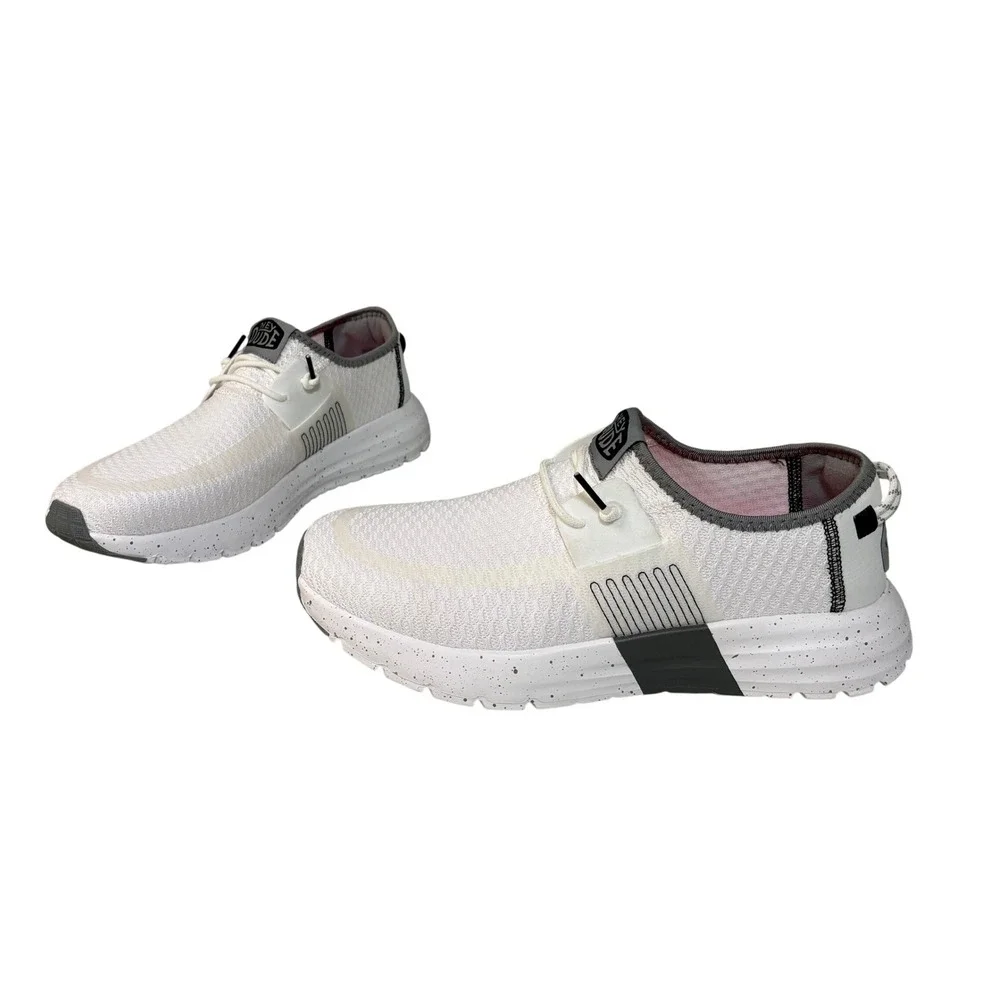 Hey Dude Women Sirocco White Sport Stripe Slip On Sneakers Size 11 Walking Shoes